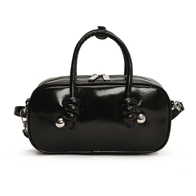 Crossbody Top Leather Bag Faux Handle Plain