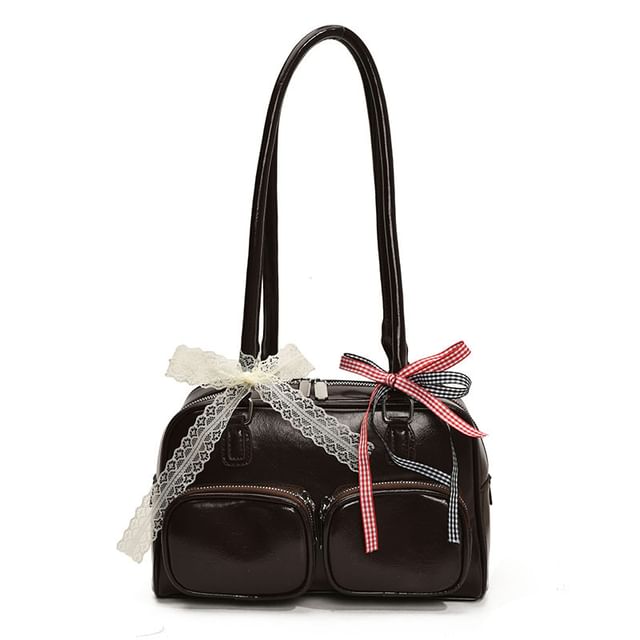 Leather Bag Bowler Plain Faux