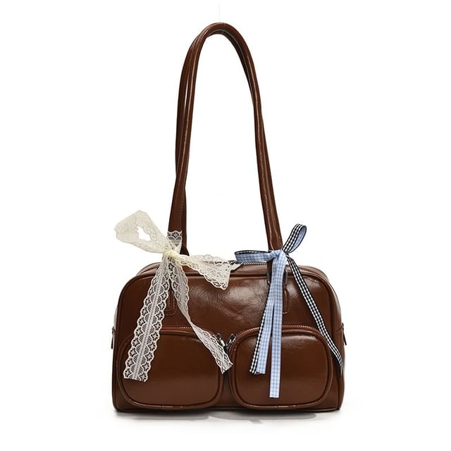 Leather Bag Bowler Plain Faux