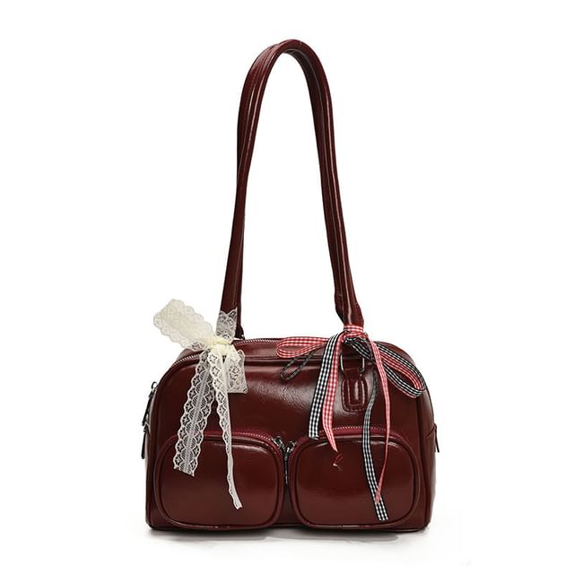Leather Bag Bowler Plain Faux