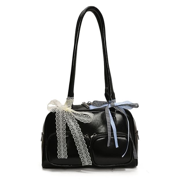 Leather Bag Bowler Plain Faux