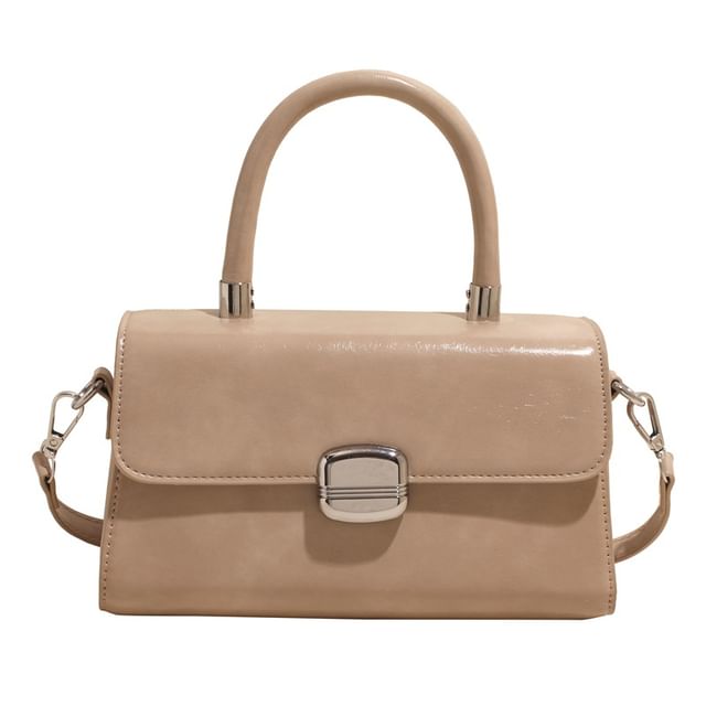 Bag Top Plain Leather Handle Flap Crossbody Faux