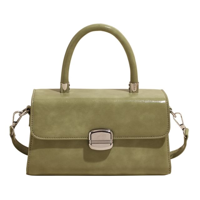 Bag Top Plain Leather Handle Flap Crossbody Faux