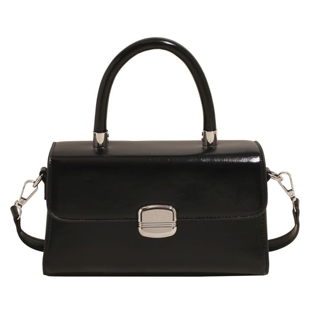 Bag Top Plain Leather Handle Flap Crossbody Faux