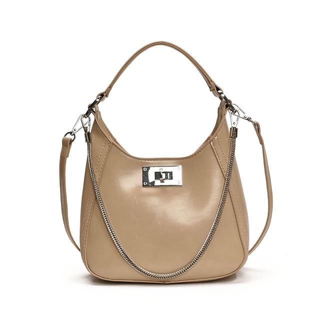 Top Faux Bag Leather Handle Twist Crossbody Lock