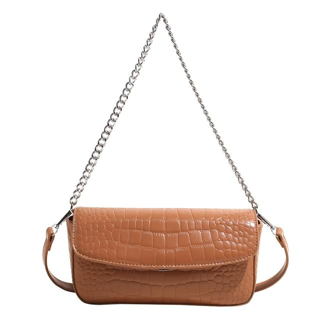 Bag Leather Flap Strap Faux Textured Crossbody Chain