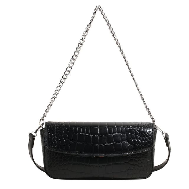 Bag Leather Flap Strap Faux Textured Crossbody Chain