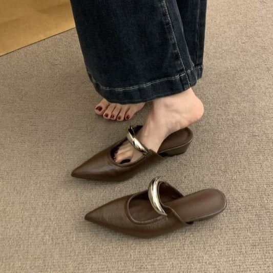 Toe Mary Pointed Jane Wedge Mules