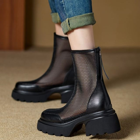 Panel Boots Short Platform Mesh