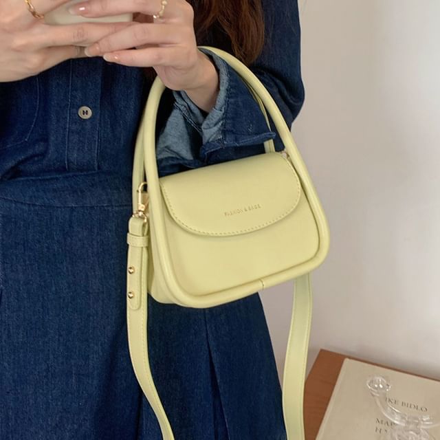 Faux Bag Top Leather Crossbody Handle Flap