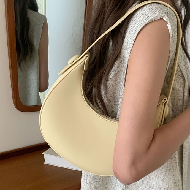 Leather Plain Faux Shoulder Bag