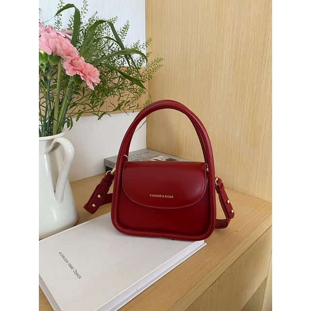 Faux Bag Top Leather Crossbody Handle Flap