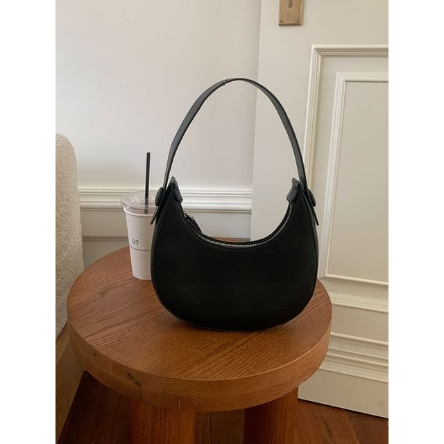 Leather Plain Faux Shoulder Bag