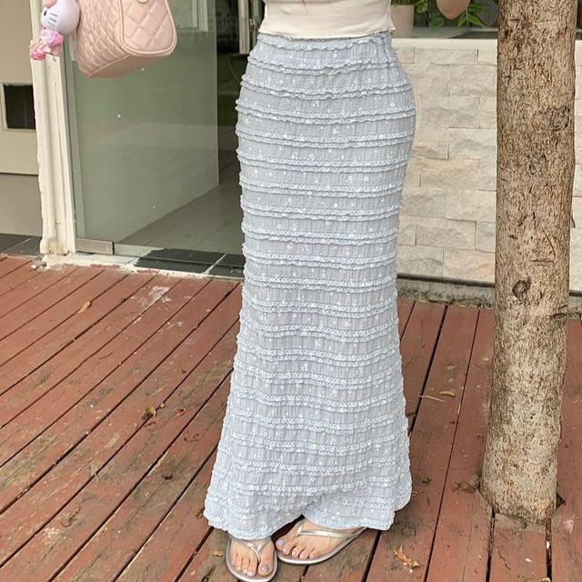 Skirt Rise Tiered Pencil Floral High Maxi