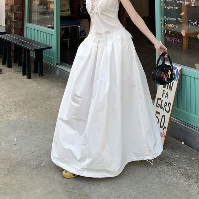 Slim High Rise Tank Panel Skirt Top Plain A-Line / Lace Fit Maxi