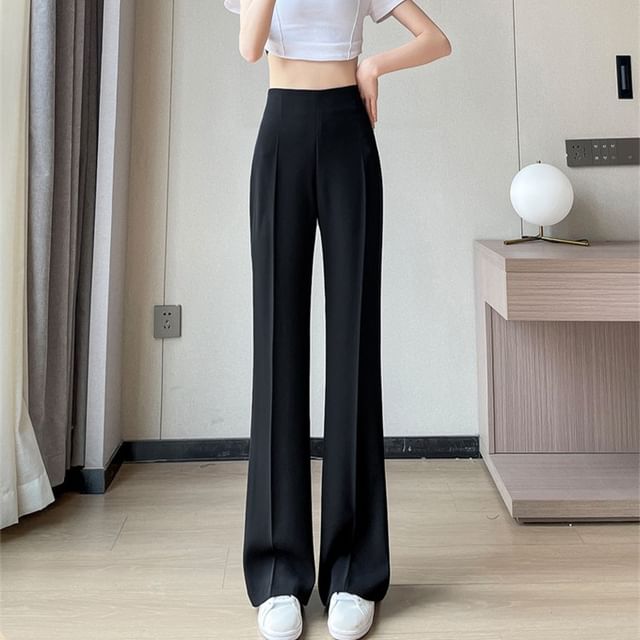 Designs) Waist (Various Leg High Pants Plain Dress Straight