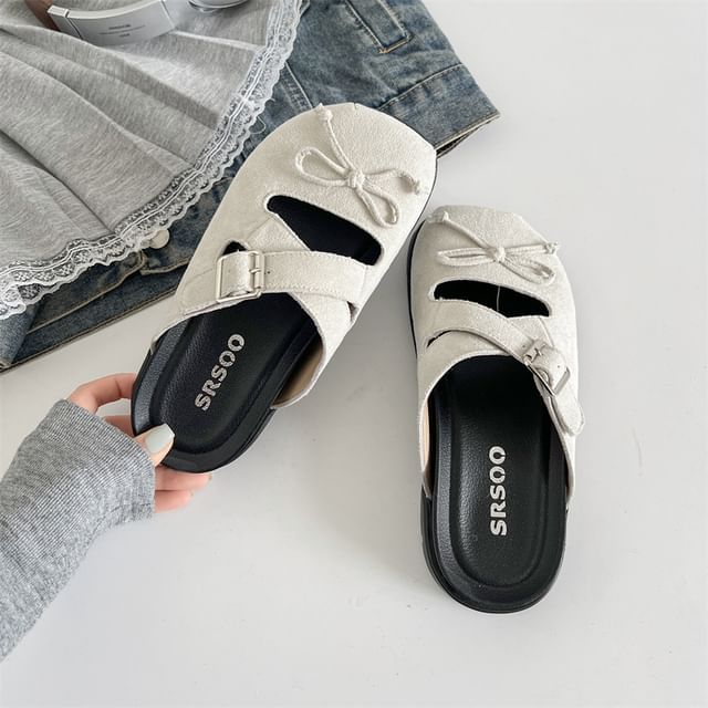 Buckled Jane Mules Cross Bow Mary Strap Platform