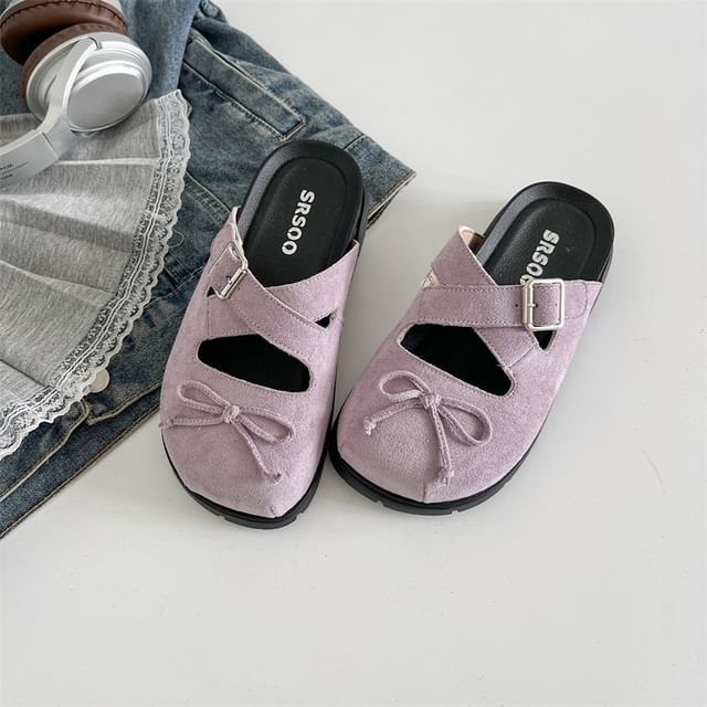 Buckled Jane Mules Cross Bow Mary Strap Platform