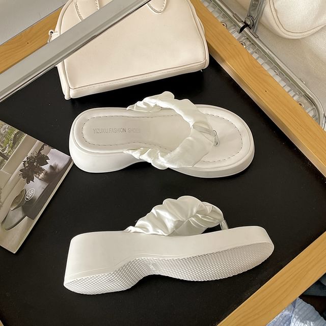 Ruched Thong Sandals Platform