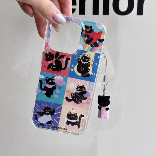/ Set Case Phone Charm Cat