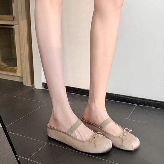 Mary Satin Mules Hidden Jane Bow Toe Wedge Round
