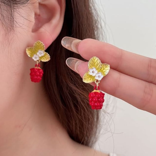 Drop Floral Berry Earring Alloy Glaze