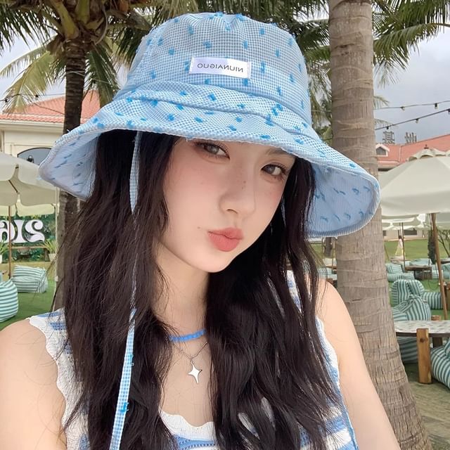 Bucket Lettering Plaid Hat Applique