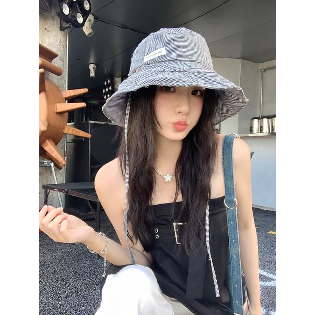 Bucket Lettering Plaid Hat Applique