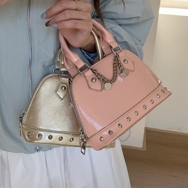 Bag Faux Leather Studded Crossbody