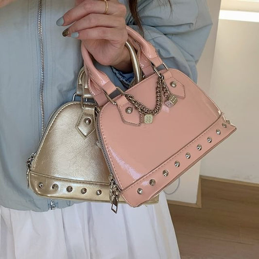 Bag Faux Leather Studded Crossbody