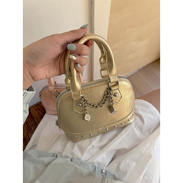 Bag Faux Leather Studded Crossbody