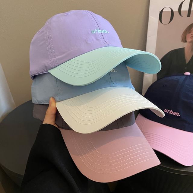 Two-Tone Lettering Cap Embroidered Baseball