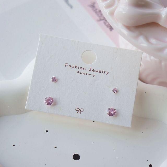 Sterling Stud of 925 CZ Silver 4: Earring Set