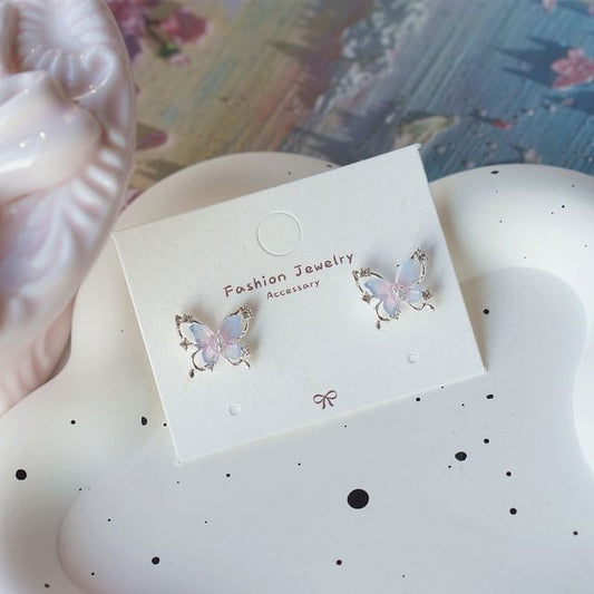 925 Sterling Silver Butterfly Stud Earring / Drop Earring