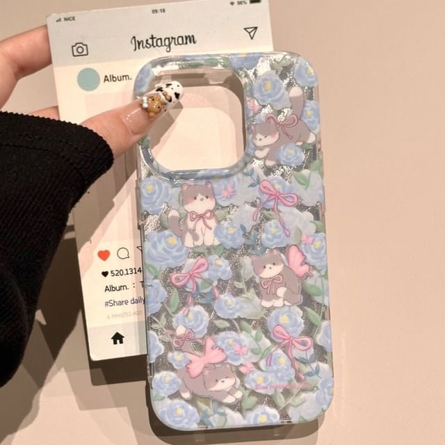 Phone Case Floral Cat