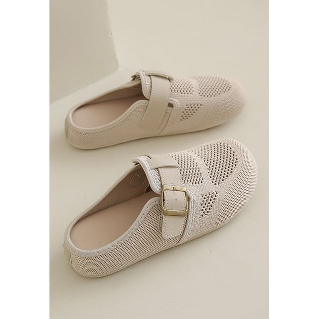 Buckled Perforated Plain Mules