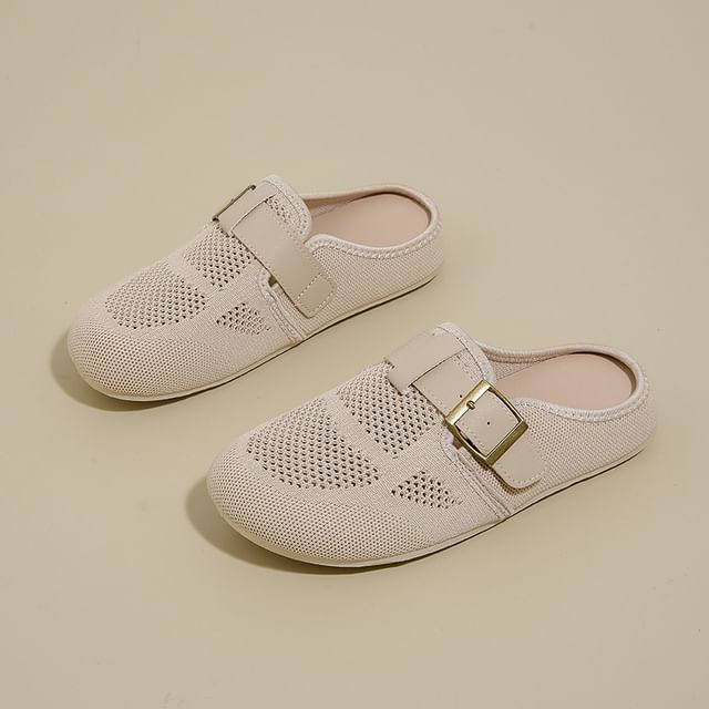 Buckled Perforated Plain Mules