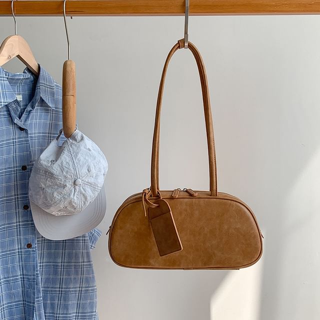 Faux Shoulder Leather Bag Plain