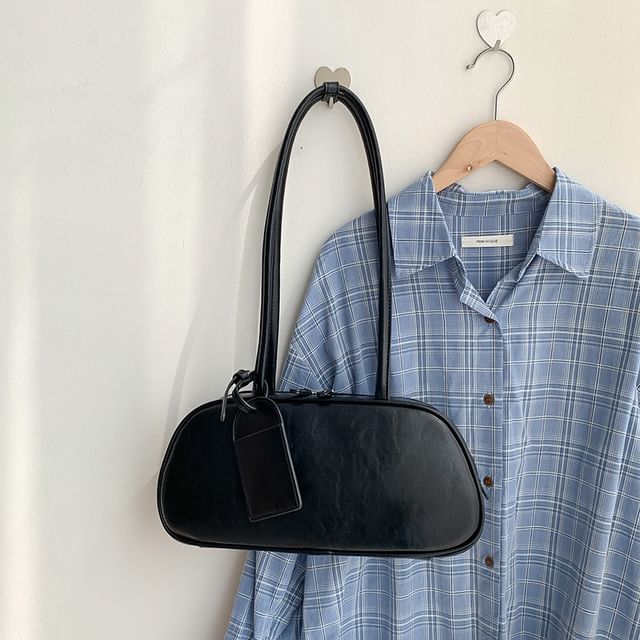 Faux Shoulder Leather Bag Plain
