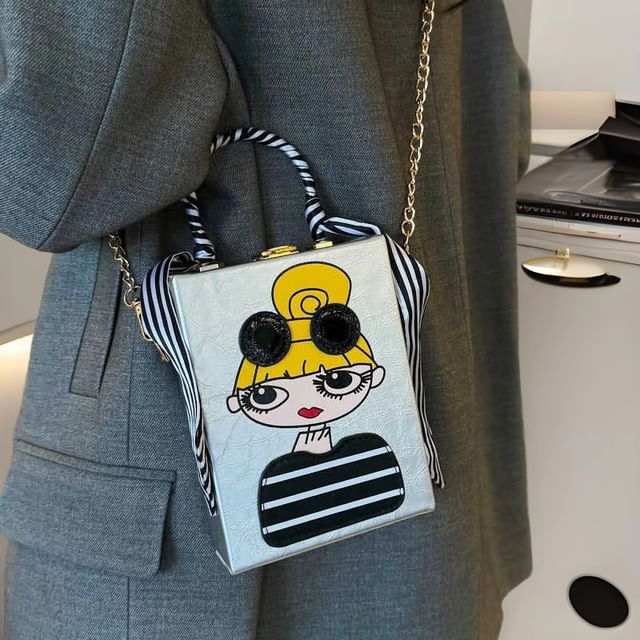 Strap Crossbody Cartoon Chain Print Bag