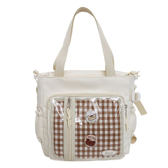 Badge + Gingham Tote Multi-Pocket Set: Bag