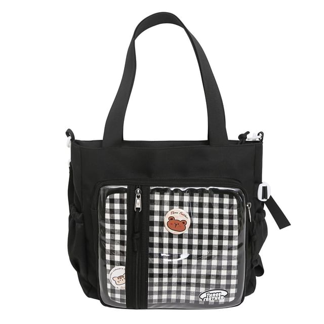 Badge + Gingham Tote Multi-Pocket Set: Bag