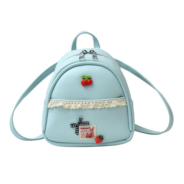 Trim Faux Backpack Leather Applique Lace