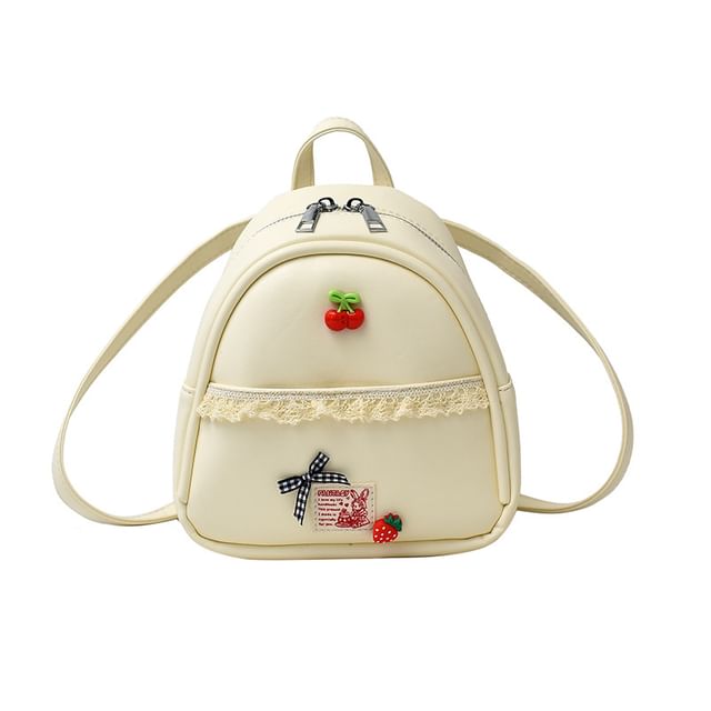 Trim Faux Backpack Leather Applique Lace