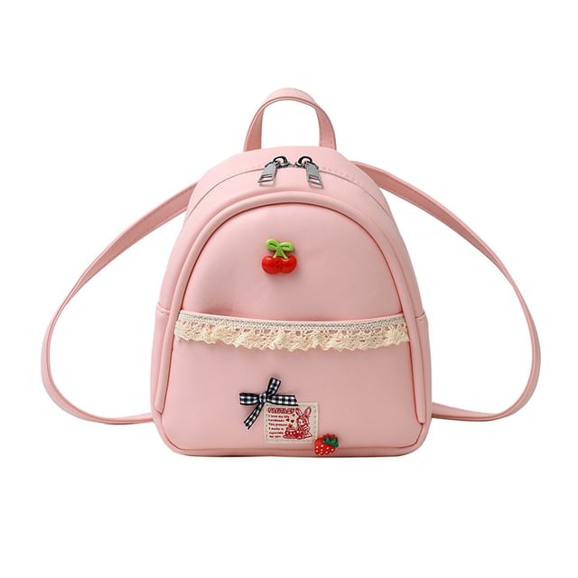 Trim Faux Backpack Leather Applique Lace