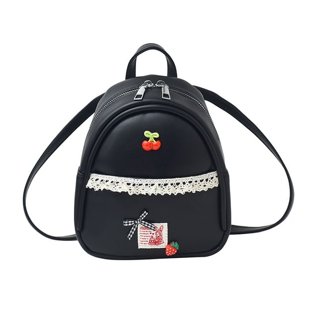 Trim Faux Backpack Leather Applique Lace