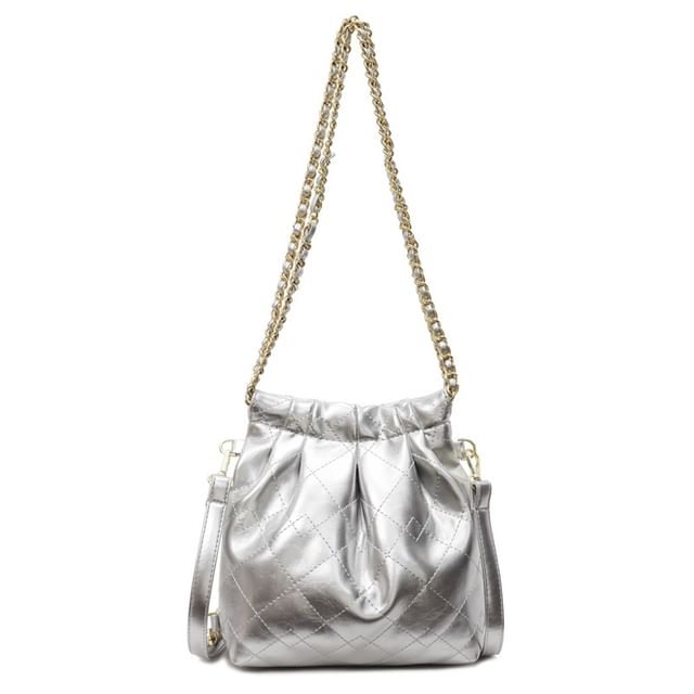 Multi-Way Shoulder Faux Strap Leather Chain Bag Quilted