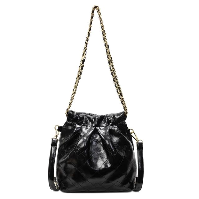 Multi-Way Shoulder Faux Strap Leather Chain Bag Quilted