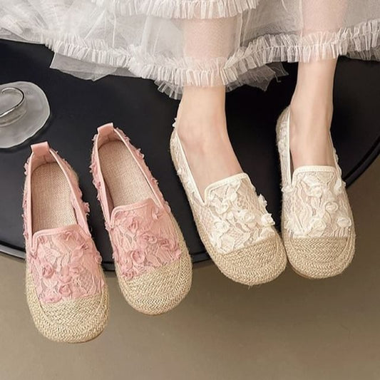 Mesh Espadrille Floral Slip-Ons