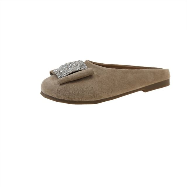 Round Flat Mules Rhinestone Toe